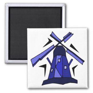Blaue niederländische Windmühle magnet