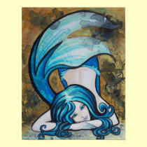 Blue Dutchess Mermaid pin up Art Poster posters