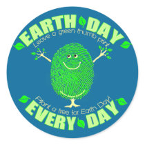 Blue Earth Day Green ThumbTree Stickers