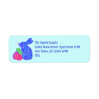 Blue Easter Bunny Rabbit And Eggs Address Labels