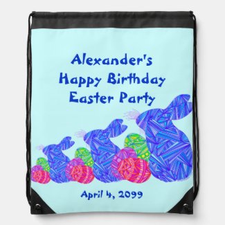 Blue Easter Themed Birthday Party Keepsake Bag Drawstring Bags