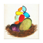 Blue Eggs In Nest Colorful Canvas Gallery Wrap Canvas