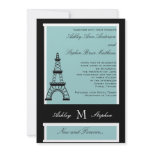 Blue Eiffel Tower Monogram Wedding Invitations
