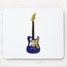 Blue electric guitar yellow fizzle headstock mouse pad