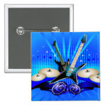 Blue Electric Guitars, Drums & Speakers Buttons
