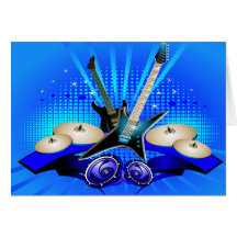 Blue Electric Guitars, Drums & Speakers Card