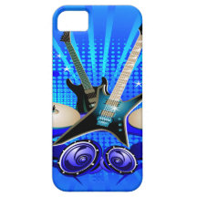 Blue Electric Guitars, Drums & Speakers iPhone 5 Cover