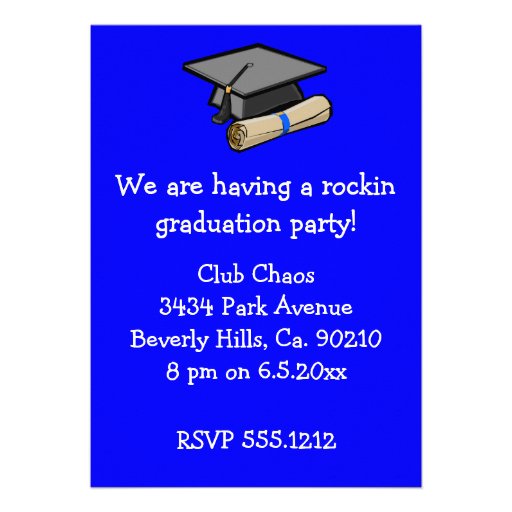 Blue Electric Guitars, Drums & Speakers Grad Party Personalized Invites