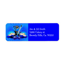 Blue Electric Guitars, Drums & Speakers Grad Party Custom Return Address Label
