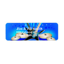 Blue Electric Guitars, Drums & Speakers Labels
