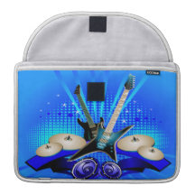 Blue Electric Guitars, Drums & Speakers Sleeves For MacBook Pro