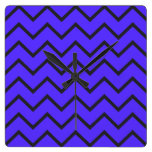 Blue Electro Zigzag Square Wallclocks