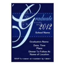 Blue Elegant Class of 2012 Graduation Invitations