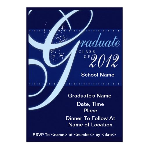 Blue Elegant Class of 2012 Graduation Invitations (front side)