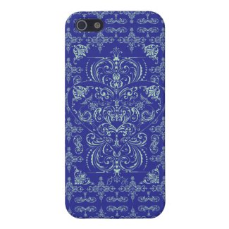 Blue Elegant Lace Heart Pattern iPhone 5 Case