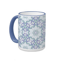 Blue Elegant Ornate Pattern mug mugs