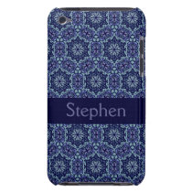 Blue Elegant Pattern Custom name iPod Touch case casemate cases