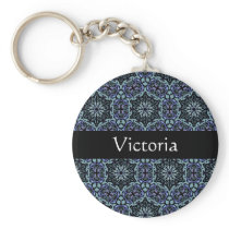 Blue Elegant Pattern Custom Name Keychain keychains