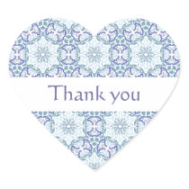 Blue Elegant Pattern custom text heart sticker stickers