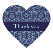Blue Elegant Pattern custom text heart sticker stickers