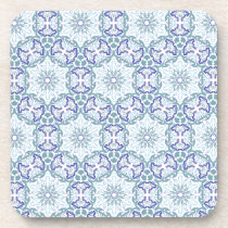 Blue Elegant Pattern ornate coaster set cork coasters