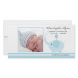 Blue Elephant Baby Boy Birth Annoucement photo cards