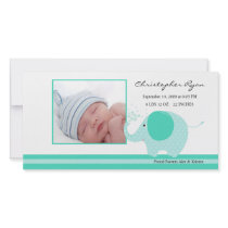 Blue Elephant Baby Boy Birth Annoucement photo cards