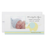 Blue Elephant Baby Boy Birth Annoucement Photo Card