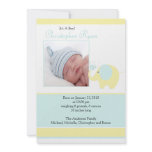 Blue Elephant Baby Boy Photo Announcement Card invitations