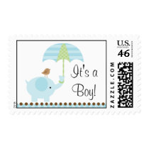 Blue Elephant Baby Boy Shower Stamps