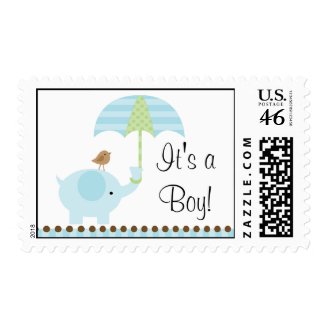 Blue Elephant Baby Boy Shower Stamps