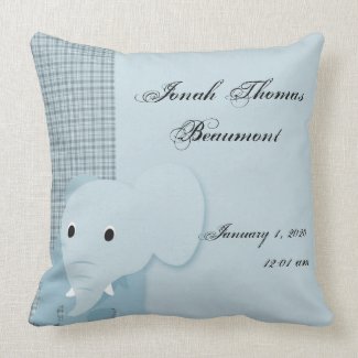 Blue Elephant Baby Keepsake Pillow