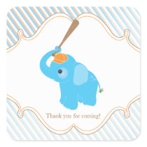 Blue Elephant Baby Shower Favor Sticker
