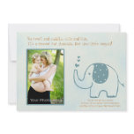 Blue elephant baby shower invitation