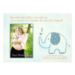 Blue elephant baby shower invitation