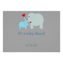 Blue Elephant Baby Shower Invitation
