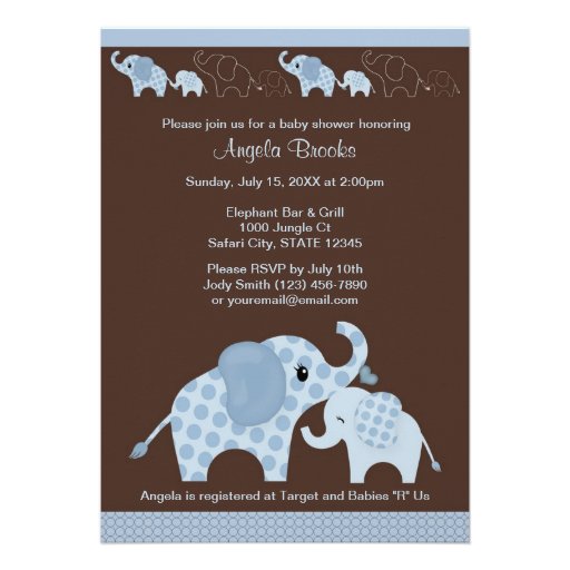 Blue ELEPHANT Baby Shower Invitation CE-B