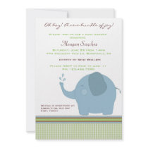 Blue Elephant Baby Shower Invite