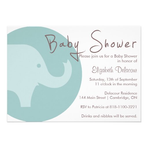 Blue Elephant It's a Boy Baby Shower Invitation