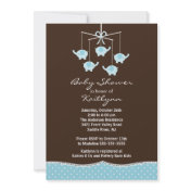 Blue Elephant Mobile Baby Shower Invitation