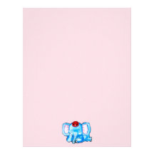 Blue Elephant with Red Hat Cartoon Custom Letterhead