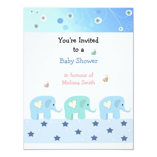 Blue Elephants Baby Shower Invitation Zazzle