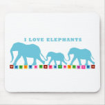 Blue Elephants Walking Mousepad