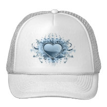 Blue Emo Heart  Baseball Hat