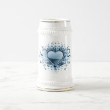 Blue Emo Heart  Beer Stein Mugs