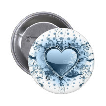 Blue Emo Heart  Button