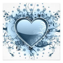 Blue Emo Heart Invitations