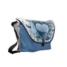 Blue Emo Heart Messenger Bag