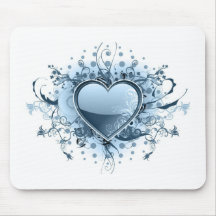 Blue Emo Heart  Mouse Pad