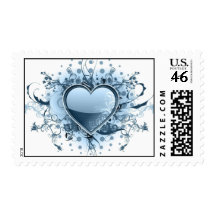 Blue Emo Heart Postage Stamp